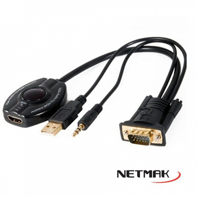 CONVERSOR VGA + AUDIO A HDMI NETMAK NM-C63