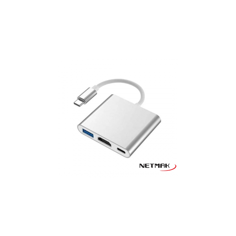 HUB USB-C 3 EN 1 HDMI NETMAK NM-TYPE