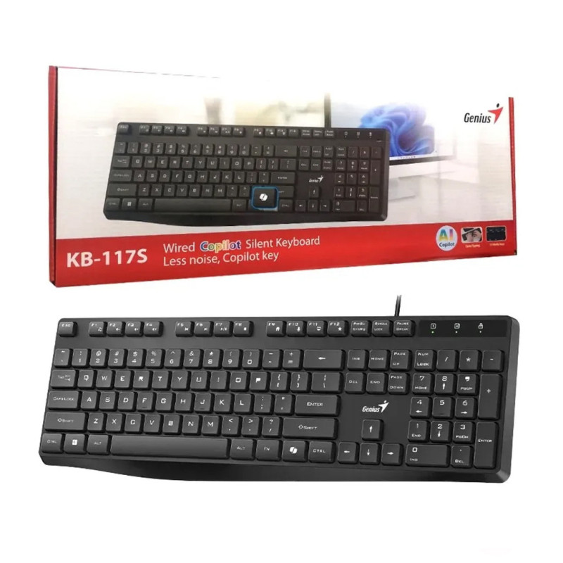 TECLADO GENIUS KB-117S USB SILENT COPILOT KEY