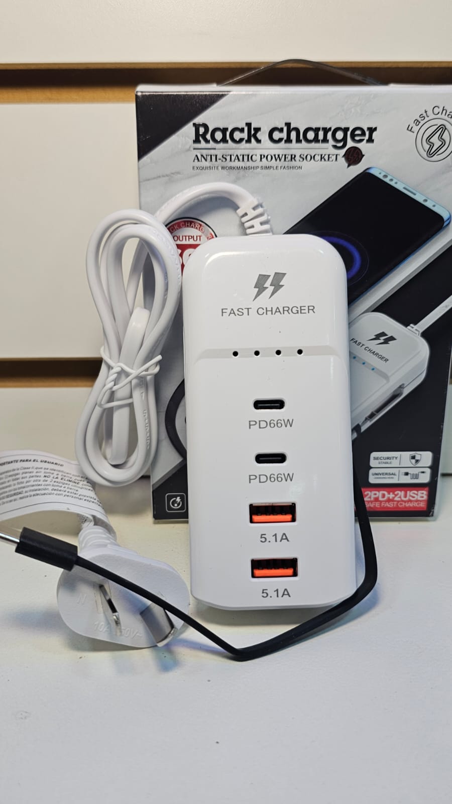 Cargador Rack Carga 220v a USB 66w