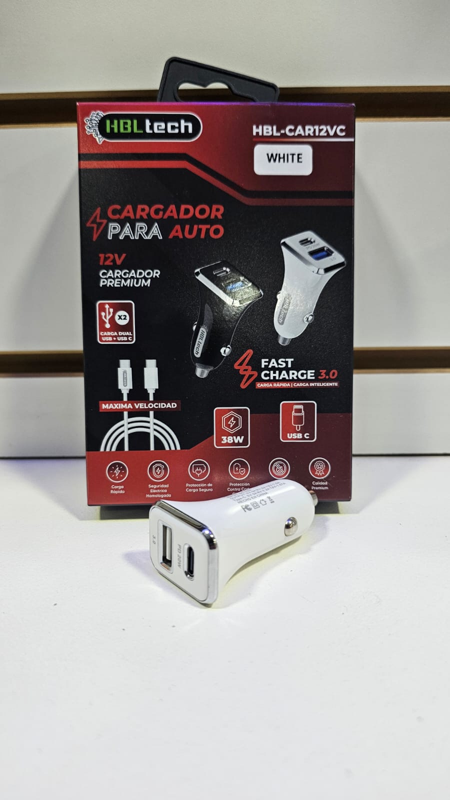 Cargador para auto 12V Carga Rapida