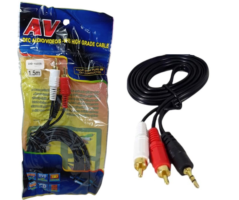 Cable audio 2 RCA a Plug 3.5mm